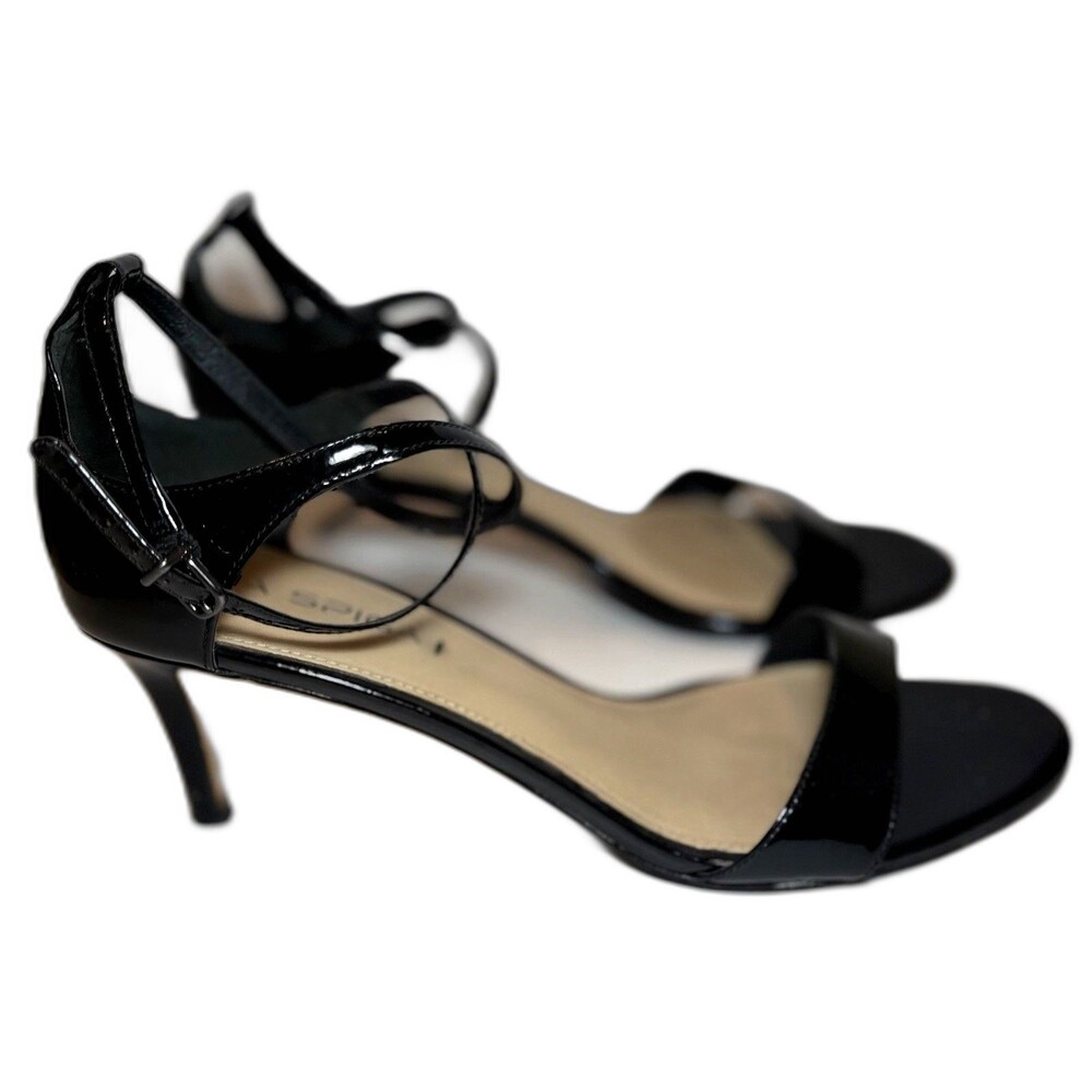 Via Spiga Black Patent Leather Ankle Strap Heels Women’s Size 10M Dress Shoes